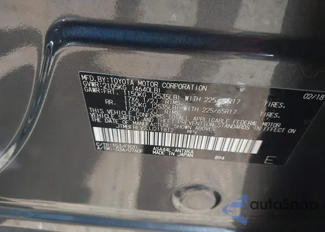 2018 Toyota Rav4 Le из США, поврежденный, VIN JTMBFREV2JJ211812